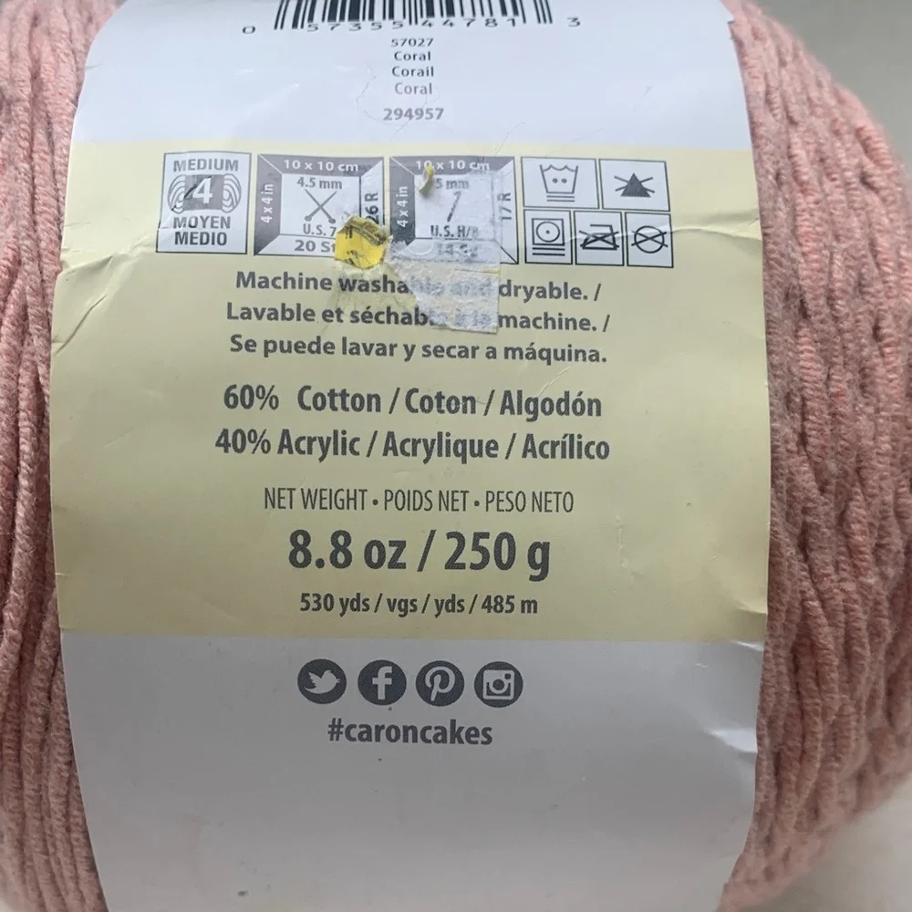 Caron Cotton Cakes Yarn in Coral - Picture 3 of 4